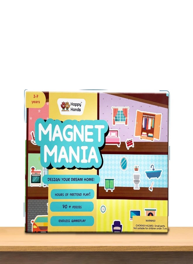 HappyHands Happy Hands Pretend and Play Toy Magnet Mania - Design Your Home, Interactive Pretend Play Set for Kids, Toddlers, 70+ Magnetic Pieces, Preschool Learning Game, Gifts for Children Ages 3, 4, 5, 6, 7 - Image 1